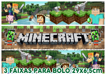 MINECRAFT FAIXA LATERAL 002 A4 - PAPEL ARROZ ESPECIAL