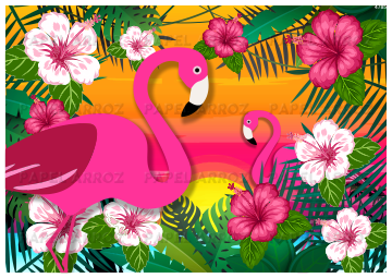 Papel de Arroz 33 x 54 cm Tropical Flamingo